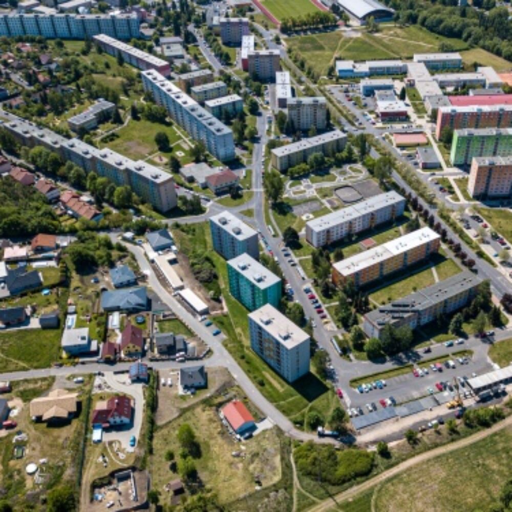 Město Klášterec nad Ohří - letecký snímek Město Klášterec nad Ohří - letecký snímek